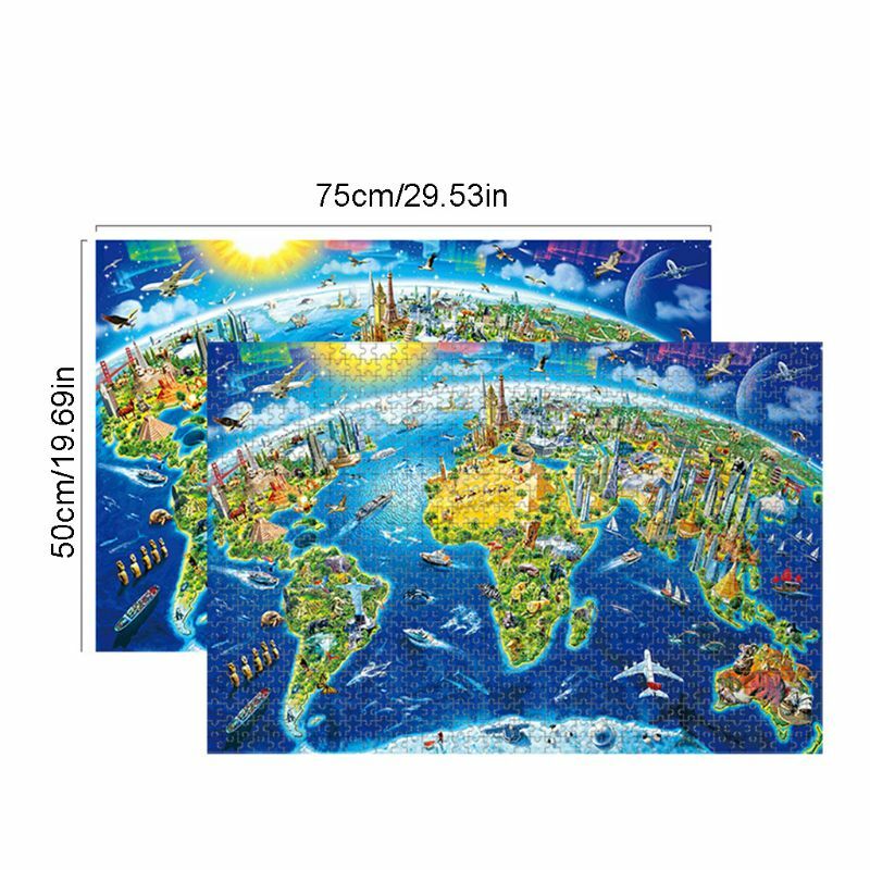 1000 Pcs/Pack Beautiful World Landmarks Map Jigsaw Puzzle  Assemble Puzzles Toy Games for Adult friends gifts