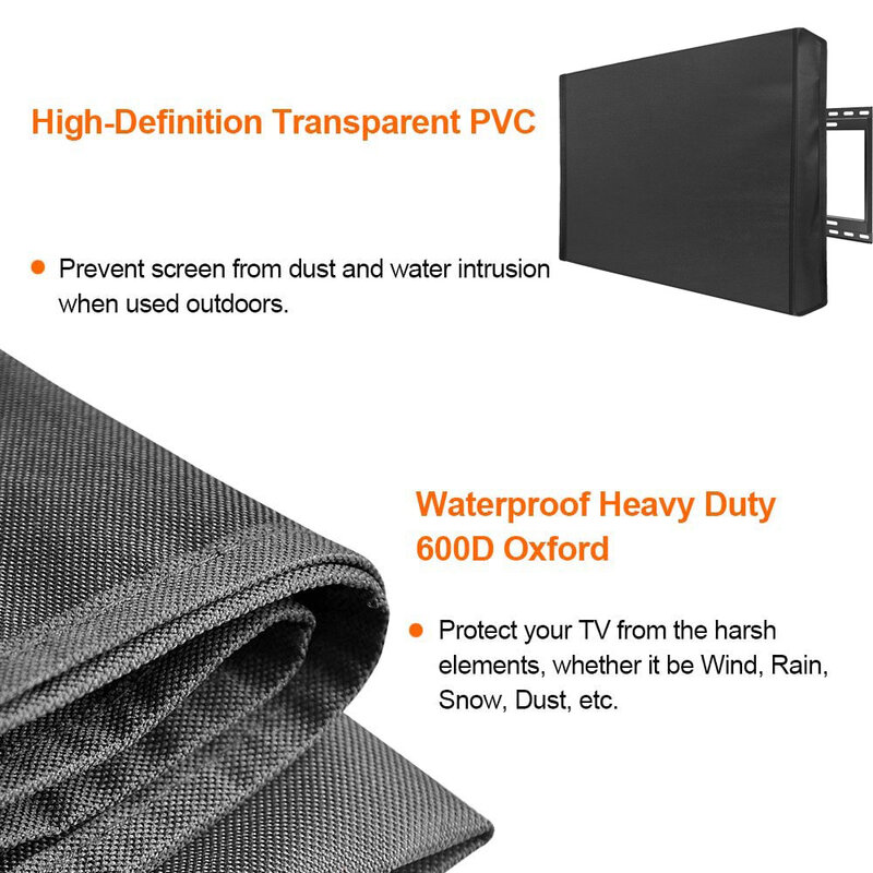 32 inch tv Waterproof Outdoor TV Cover Screen Case with Bottom Cover for 22-70 inch TV Dustproof with Remote Control Pocket