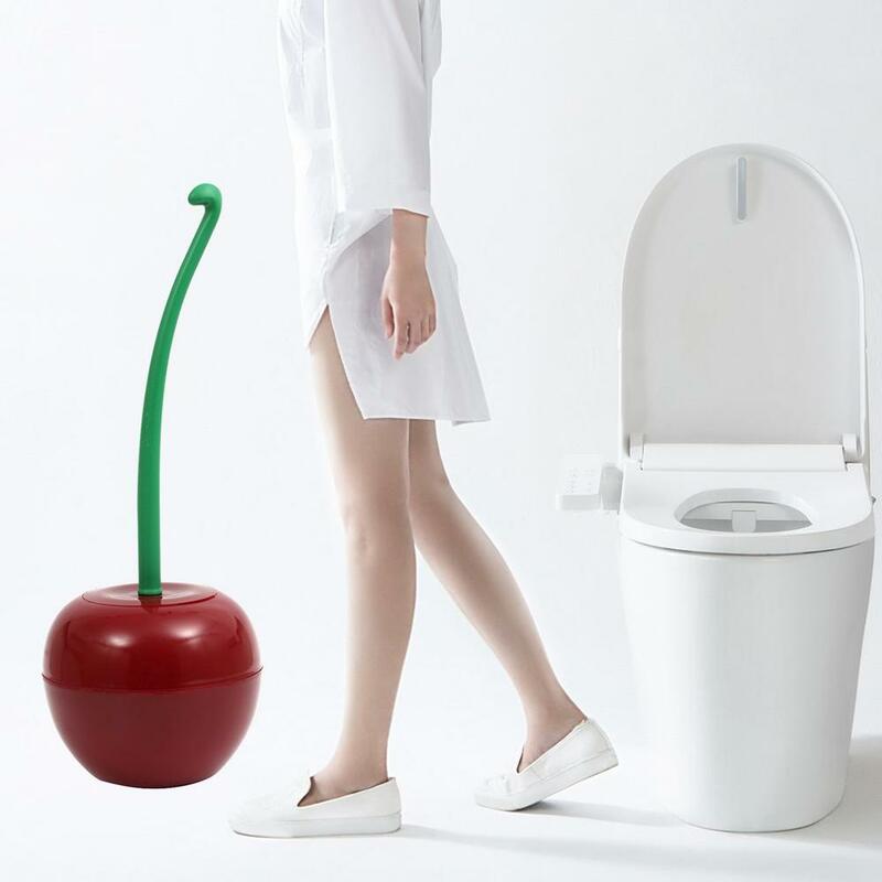 Escova de vaso sanitário e titular criativo adorável forma cereja lavatory escova de vaso sanitário escova de banheiro conjunto de escova de vaso sanitário ferramenta limpa