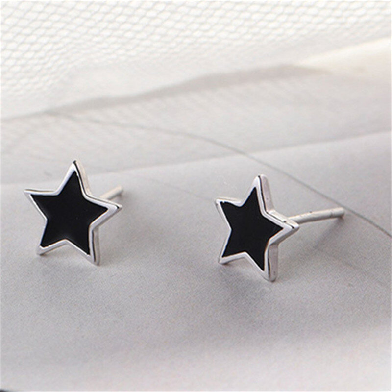 925 Sterling Perak Hitam Star Stud Anting-Anting Untuk Wanita Boucles d'oreilles Pernikahan Perhiasan eh1169