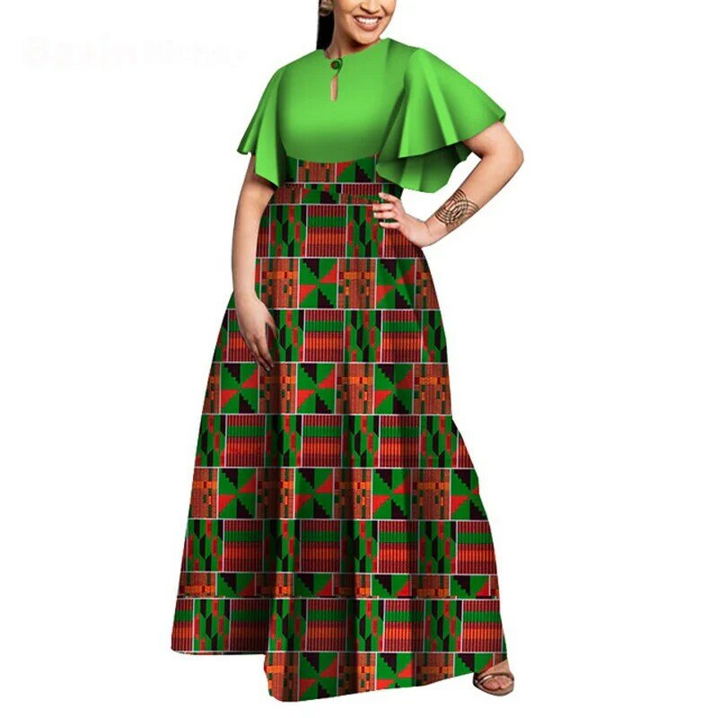 Gaun Afrika Musim Panas SHZQ untuk Wanita 2021 Jubah Mode Baru Gaun Panjang Print Bazin Vestidos Pakaian Afrika Pesta Dashiki