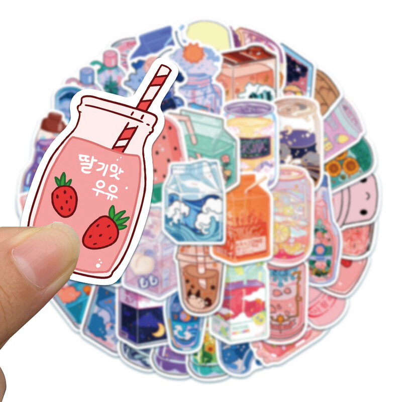 50Pcs Summer Flavored Drink Stickers PVC Kawaii Cartoon Beverage