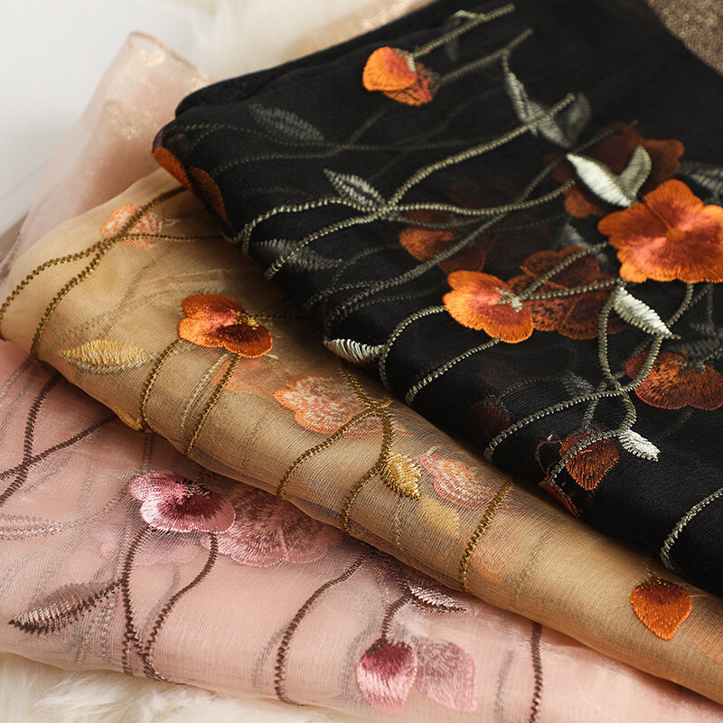 Foulard en soie pour femmes, marque de luxe, broderie en laine, châle enveloppant, Hijab, bandeau Pashmina musulman, 2022
