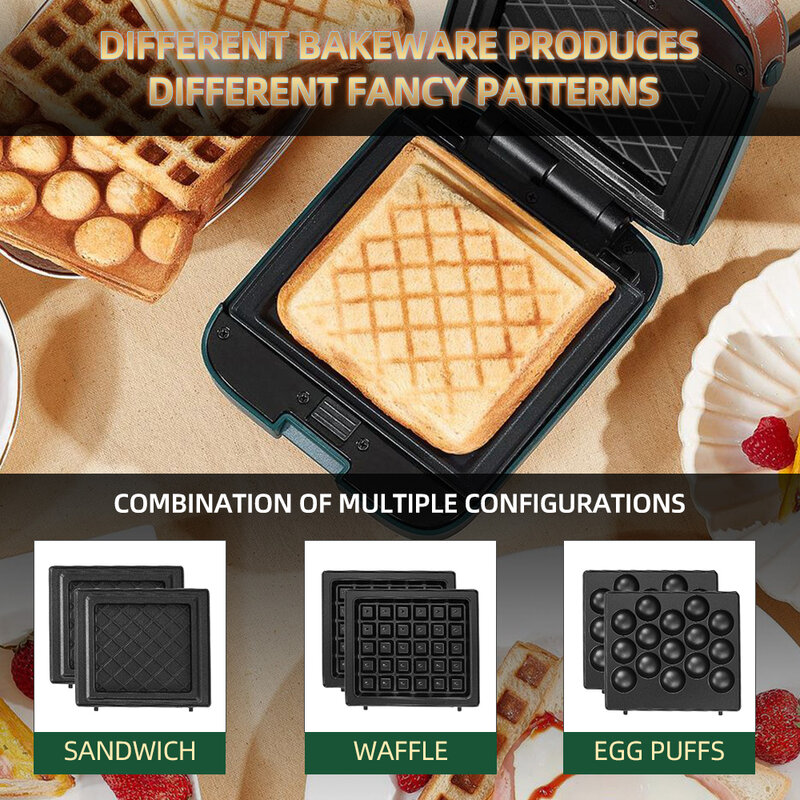 220V elettrico Sandwich Maker temporizzato Waffle Maker tostapane cottura multifunzione colazione macchina famiglia Takoyaki Pancake Maker