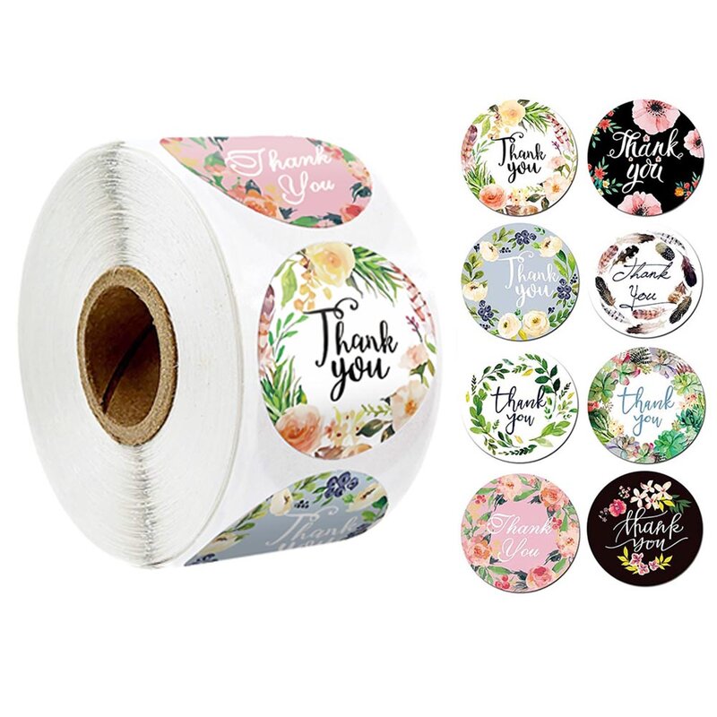 2500 Pcs Stickers Labels Combination 5 Roll Thank You Sticker Seal Labels for Gift Packet Scrapbooking Stationery Sticker Rolls