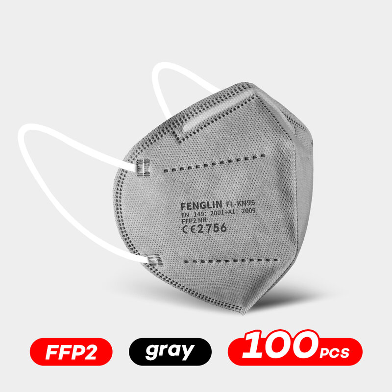 Máscara de proteção ffp2, máscara facial kn95 para proteção contra poeira, envio rápido da espanha frança bélgica, 10-20-100 peças