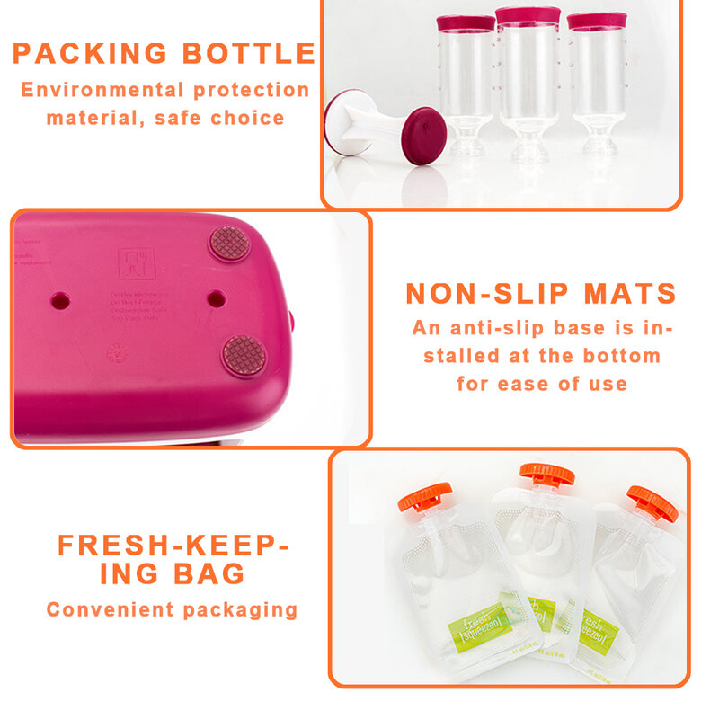 베이비 푸드 메이커 스퀴즈 푸드 스테이션 신생아를위한 유기농 식품 신선한 과일 용기 보관 아기 먹이 제조기 BPA 무료
