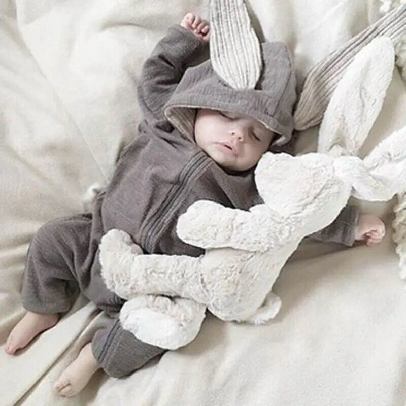 Primavera outono roupas do bebê recém-nascido coelho macacão de algodão com capuz recém-nascido menina onesies moda infantil traje meninos outfits