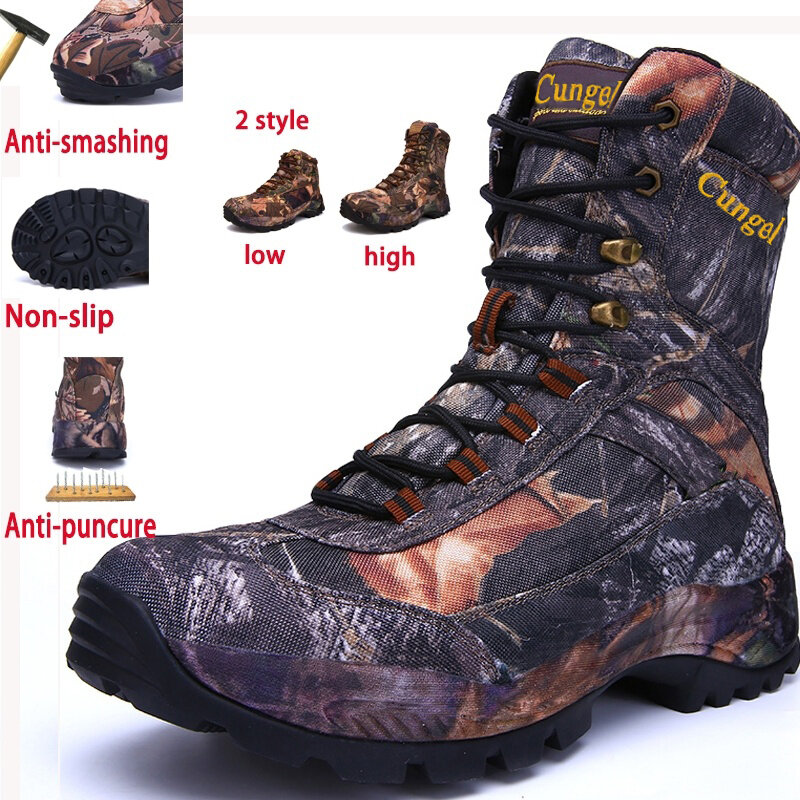Zapatos de senderismo impermeables para hombre, botas de montaña de cuero genuino, en el bosque para caza, Ejército táctico