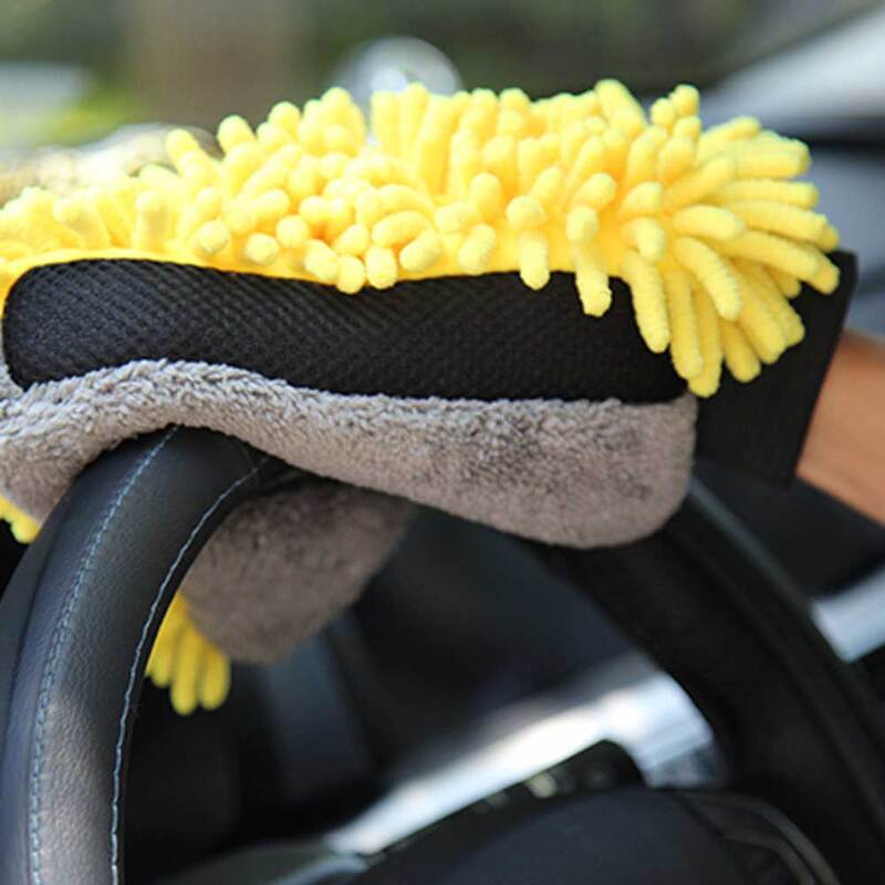 Luva de lavagem de carro coral luva macia anti-risco para lavagem de carro multifunções grossa luva de limpeza cera detalhando escova carro