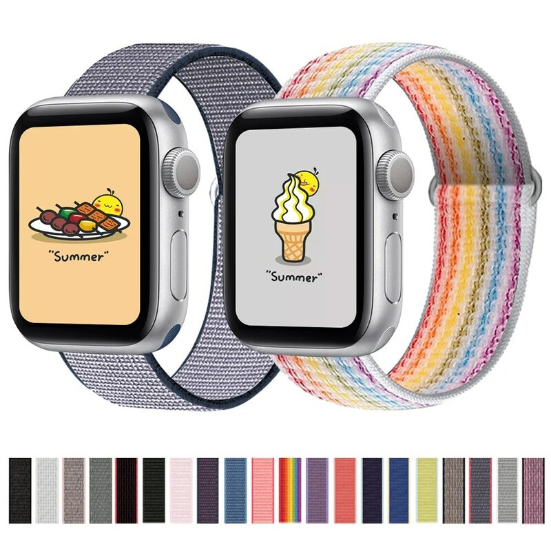 Nylon Strap für Apple uhr band 44mm 40mm 42mm 38mm smartwatch armband gürtel sport schleife armband iWatch serie 3 4 5 6 se band