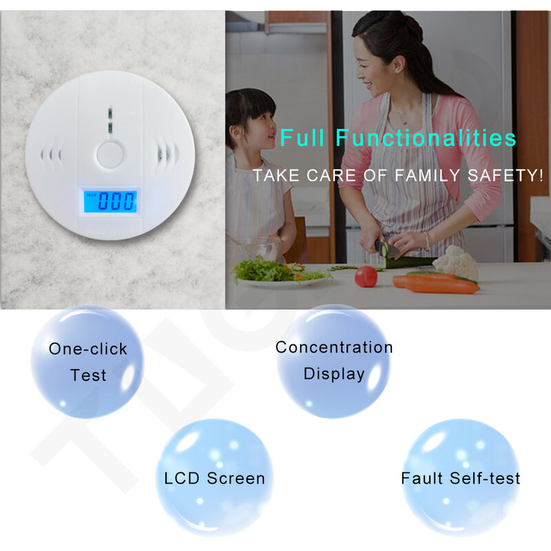 85dB High Sensitive Photoelectric Independent LCD CO Gas Sensor Carbon Monoxide Poisoning Alarm Detector for Home Security