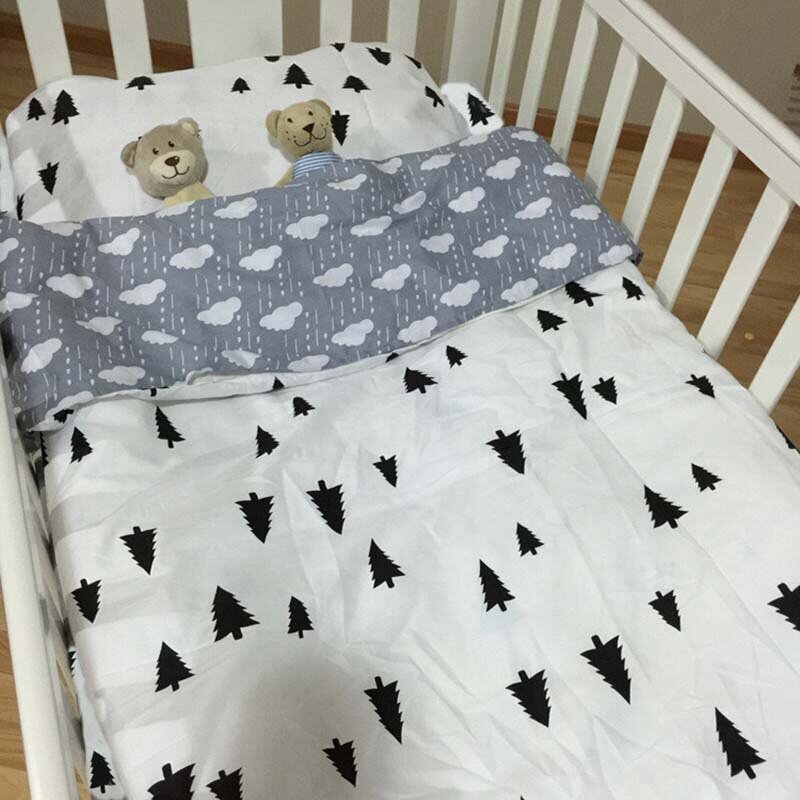 AY TescoBaby Set Tempat Tidur untuk Bayi Baru Lahir Pola Bintang Tempat Tidur Anak Linen untuk Anak Laki-laki Kapas Murni Anyaman Tempat Tidur Bayi Selimut Penutup Pillocase