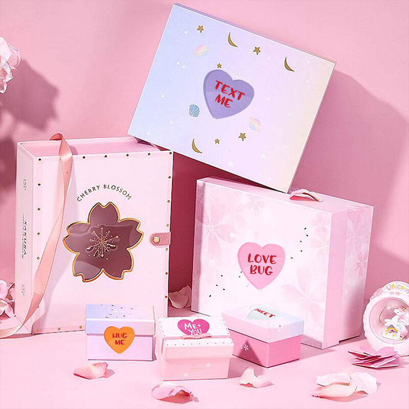 500 Buah Stiker Cinta Berbentuk Hati Stiker Dekorasi Hadiah Indah Hari Valentine Stiker Perlengkapan Pesta Ulang Tahun Label Segel