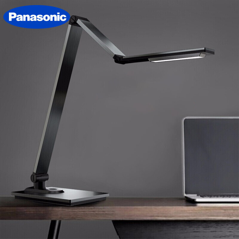 Panasonic-lámpara de escritorio LED táctil plegable, Metal satinado de aluminio de luz de trabajo, para oficina, estudio y lectura, luz de noche de mesa