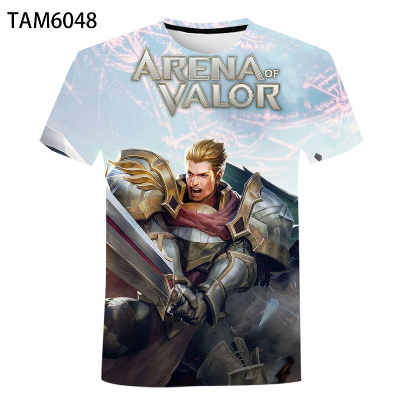 Arena of Valor – T-Shirt à manches courtes pour hommes et femmes, haut mignon à manches courtes, jeu 3D, Anime, garçons/filles, tendance de la rue, pour enfants, offre spéciale d'été
