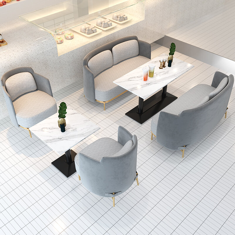 Canapés de Restaurant et Table en marbre Simple, dossier en forme de U, canapé à deux places, mobilier de Restaurant Commercial personnalisé, 3 pièces/lot