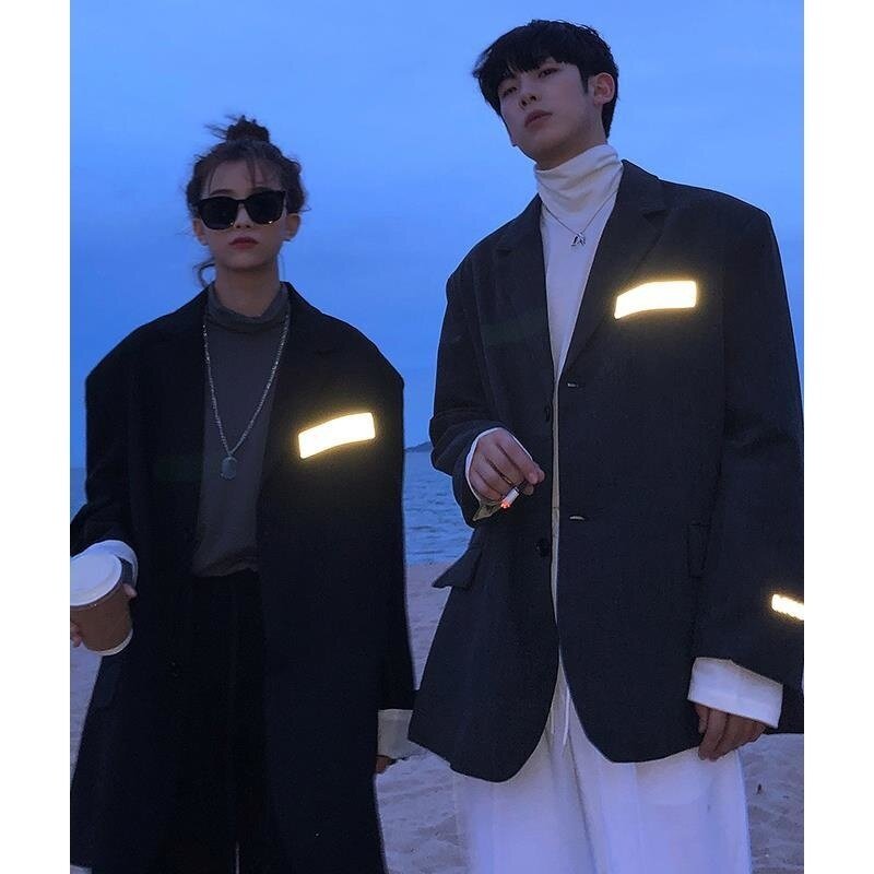 Chaqueta reflectante de lujo para hombre y mujer, traje clásico informal, moda coreana, abrigo Retro japonés sólido, chaqueta suelta, novedad de 2021