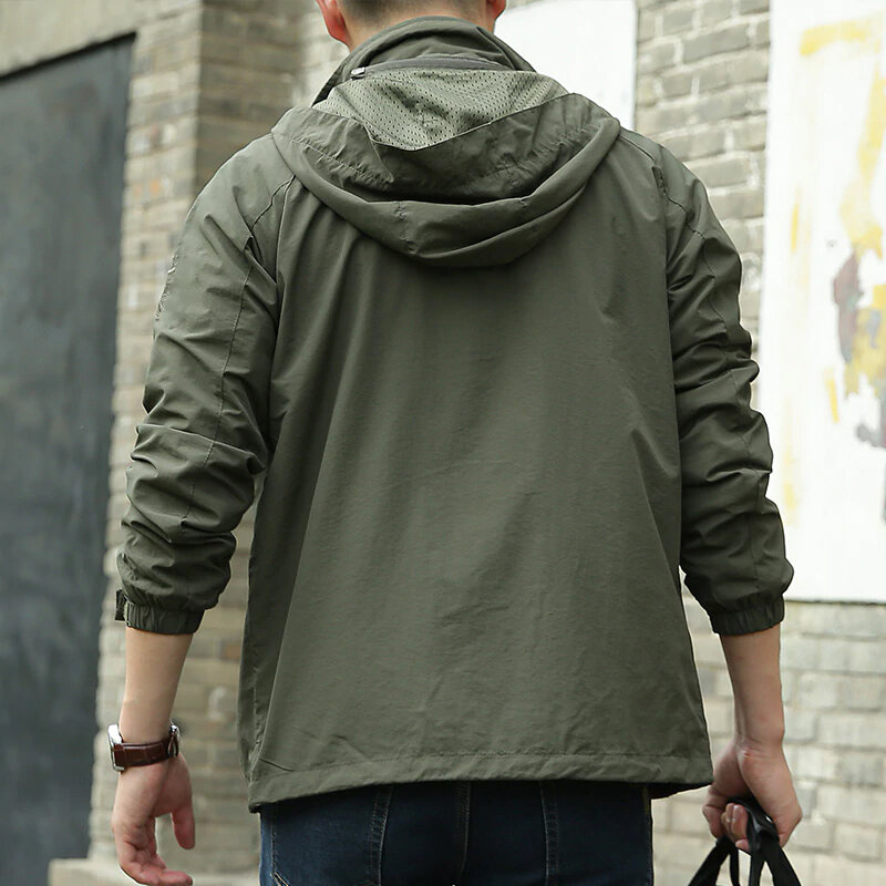 Мужская Легкая спортивная куртка, осенняя тонкая ветровка, однослойная уличная водонепроницаемая и ветрозащитная куртка для мужчин