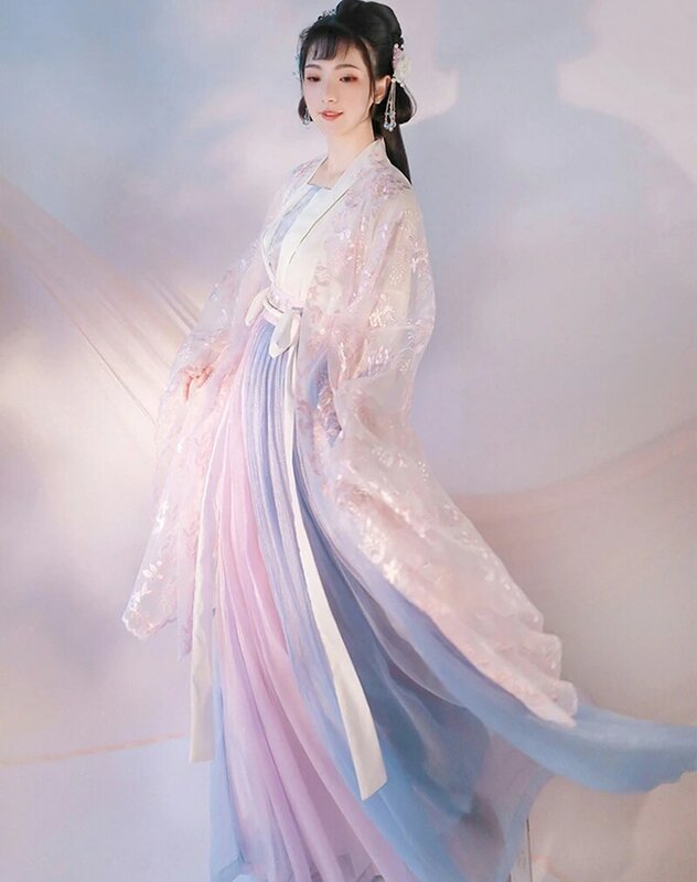 Chinese Full Chest Waist Skirt Spring Summer Fairy Air Elegant Improved Ancient Daily Costume Cosplay Hanfu Dress Women