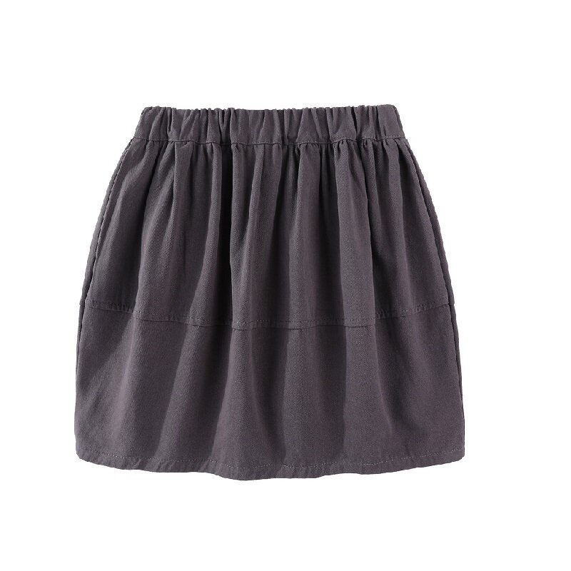 Mudkingdom Fashion Girls Skirts Plain Twill for School Girl Clothes Cotton Elastic Waist Skirt Children Clothing Spring Autumn