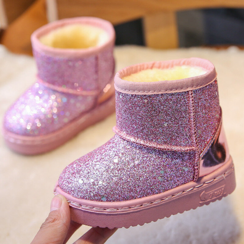 2020 zima dzieci moda śnieg buty grube dziecko bawełniane buty ciepłe pluszowe miękkie dno botki dla małej dziewczynki zimowe buty narciarskie dla dziecka