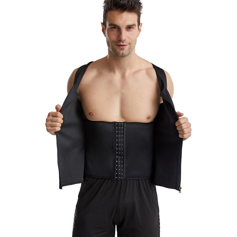 Homens esportes corpo shaper cintura trainer sauna terno suor colete emagrecimento roupa interior camisa masculina queimador de gordura treino tanque topos shapewear
