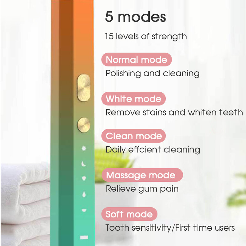 Boi 5 Modi Hoge Frequentie Trillingen Gum Massage Rustig IPX8 Waterdicht Dupont Zachte Haren Smart Timer Elektrische Tandenborstel