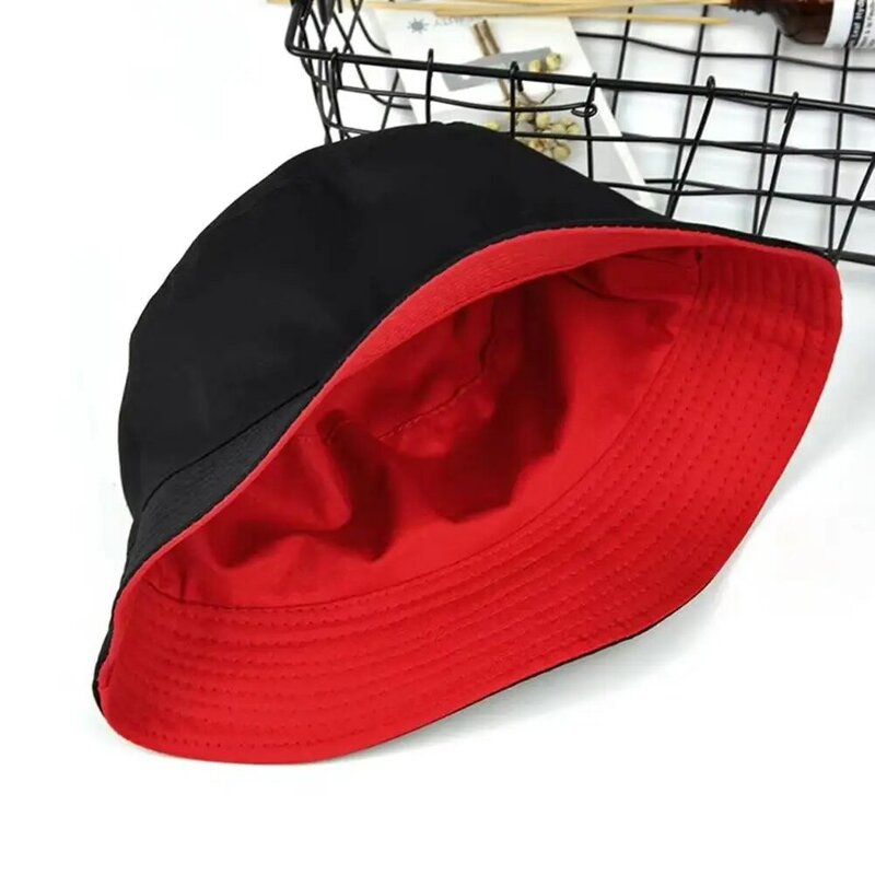Fashion Women Solid Color Flat Cotton Reversible Fisherman Sun Hat Bucket Cap Flat Cotton Reversible Fisherman  Hat Bucket Cap
