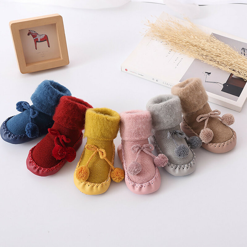 Bebê menino menina meias de algodão crianças chão antiderrapante meias bebê passo meias macio bonito botas chaussette enfant passo meias
