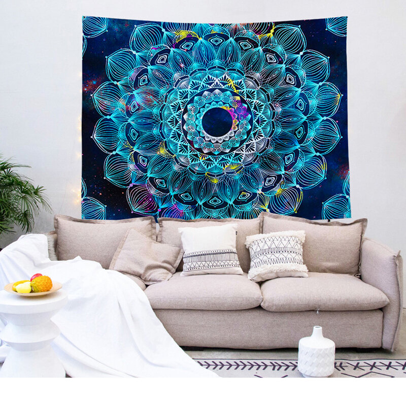 Mandala Tapestry แขวนผนังแขวนตกแต่ง Psychedelic ดอกไม้ Boho Decor Celestial Hippie Wall Tapestries Dorm แฟนตาซี Decor