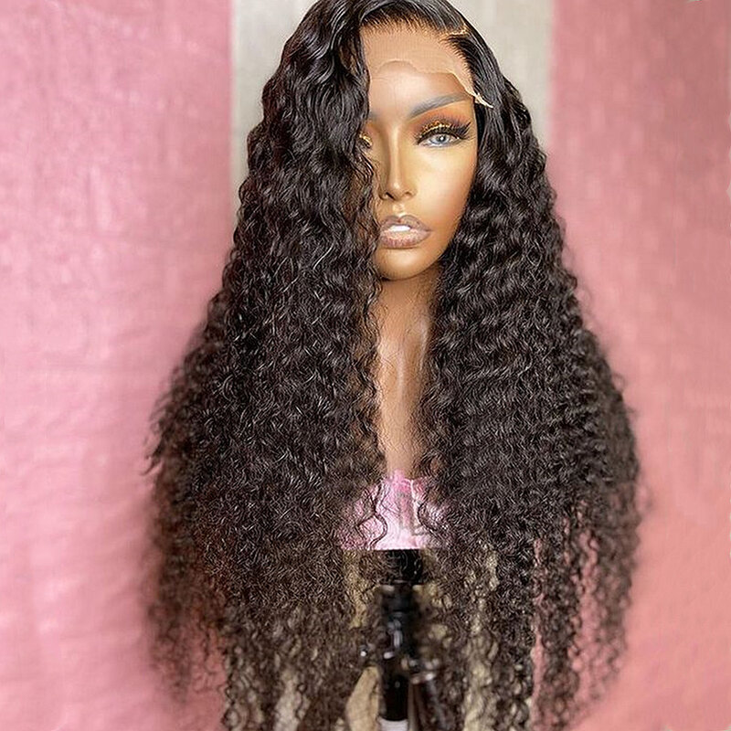 Perruque Lace Frontal wig frisée brésilienne Remy, cheveux naturels crépus bouclés, pre-plucked, avec Baby Hair, 30 pouces