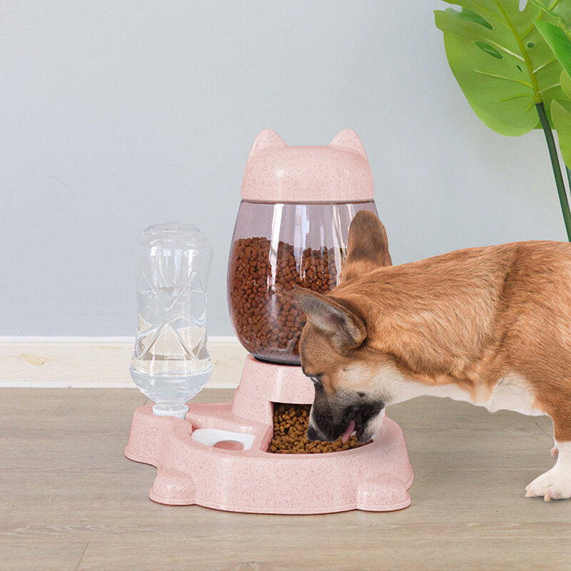 NEW TY 2 IN 1 Cat Water And Food Feeder Dispenser Automatic Dog Cats Drinking Bottles Feeding Bowl Dispensers Pet Supplies 2.2L