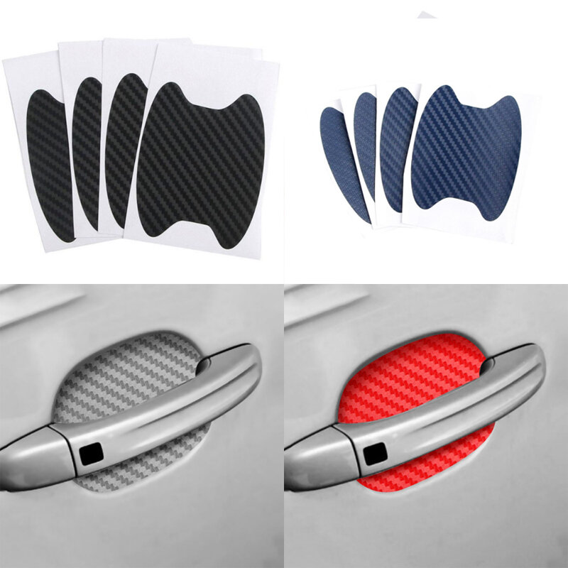 4Pcs Handle Anti Scratch Stickers Universal Carbon Fiber Auto Door Handle Film Car Stickers Goods Accessories