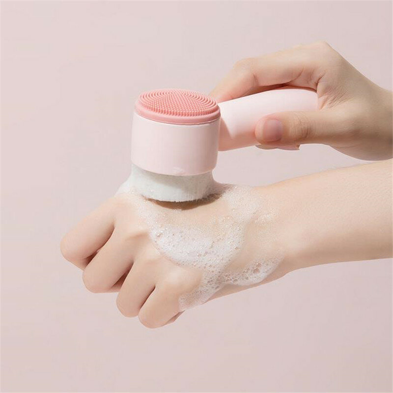 Portable Double Side Silicone Facial Cleanser Brush Soft Hair Face Massage Washing Brush Blackhead Remover Skin Care Tool 30#