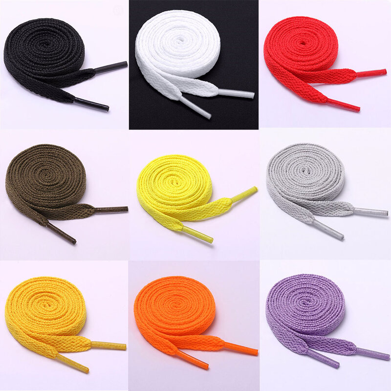 1 Pair Shoelace Flat Popular Sports Shoes Laces Casual Canvas Polyester Shoelaces Candy Color White Black Green Shoelace