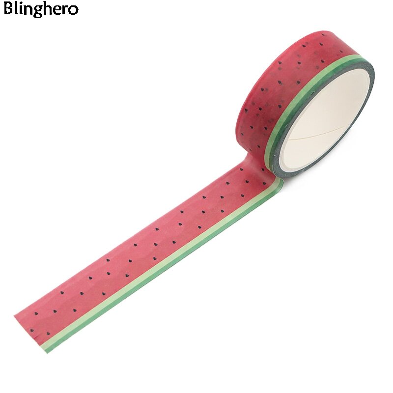Blinghero スイカ 15 ミリメートル × 5 メートル装飾和紙テープ粘着テープ Diy マスキングテープフルーツプリントテープスクラップブッキングステッカー BH0014