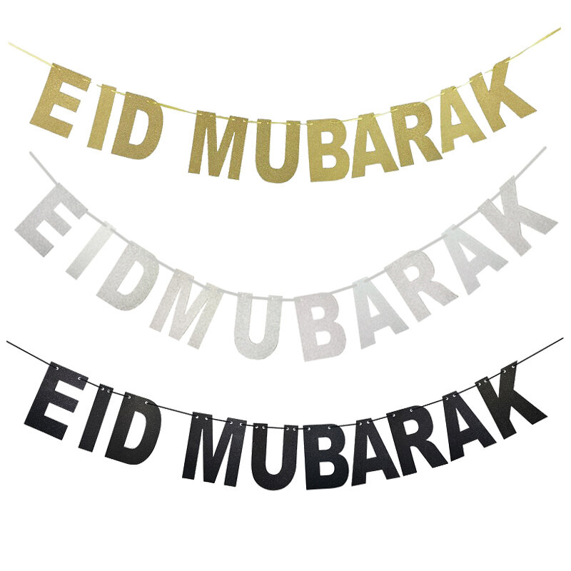 Eid-globos de la bandera de Mubarak, decoración de Ramadán Kareem, al-fitr Eid, suministros para fiestas islámicas musulmanas, decoraciones Ramadán para el hogar