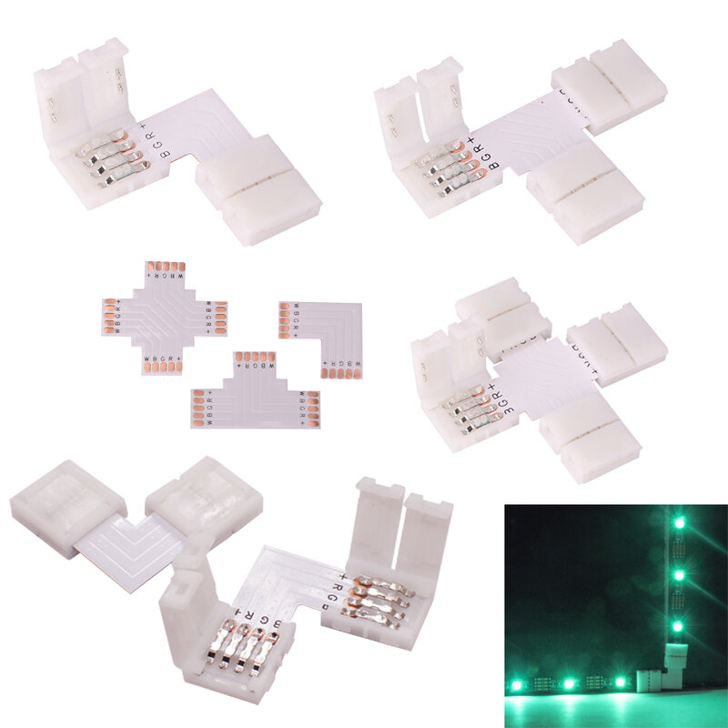 Светодиодные ленты, световой зажим для RGB 5050 2835 Светодиодный светодиодные ленты для 4 контактов, 10 мм Светодиодная лента