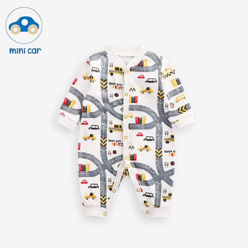 Newborn baby's one piece suit male baby's pure cotton Romper spring and autumn long sleeve cardigan clothes open file climbing c