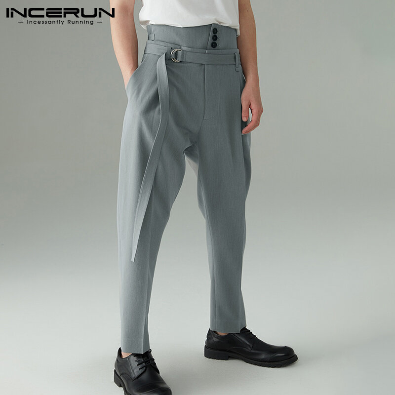 Nowe męskie modne ubrania spodnie haremki casualowe w stylu Streetwear Pantalons INCERUN męskie luźne wygodne krocza długie spodnie S-5XL 2021