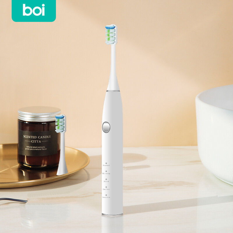 [Boi] recarregável usb carregamento rápido silencioso 5 modos ipx7 à prova dsmart água inteligente escova de dentes conjuntos sonic elétrica para adulto