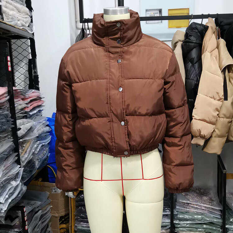 2021 outono e inverno nova cor sólida casual manga comprida com zíper bolso decoração jaqueta de algodão