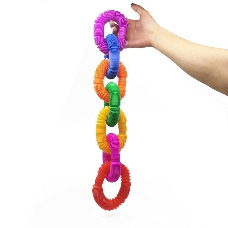 Paquete de juguetes sensoriales para niños, tubos largos para Autismo, alivio del estrés, educativo, plegable, arcoíris
