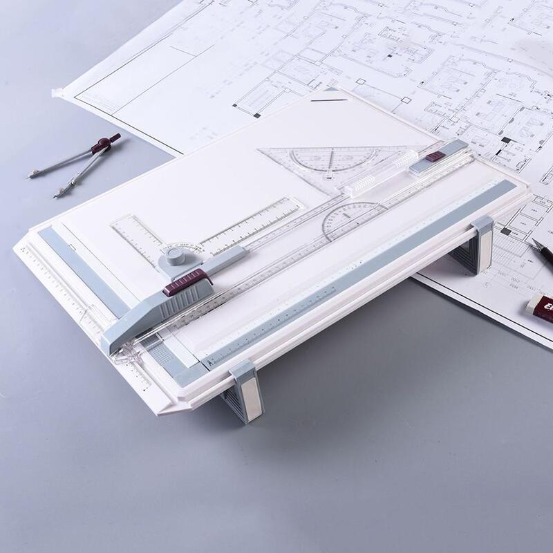 Arsitek A3 Papan Gambar Penyusunan Meja Penggaris Set Alat Menggambar Seni Sudut Dapat Disesuaikan dengan 2 Penggaris Paralel dan Klip Sudut