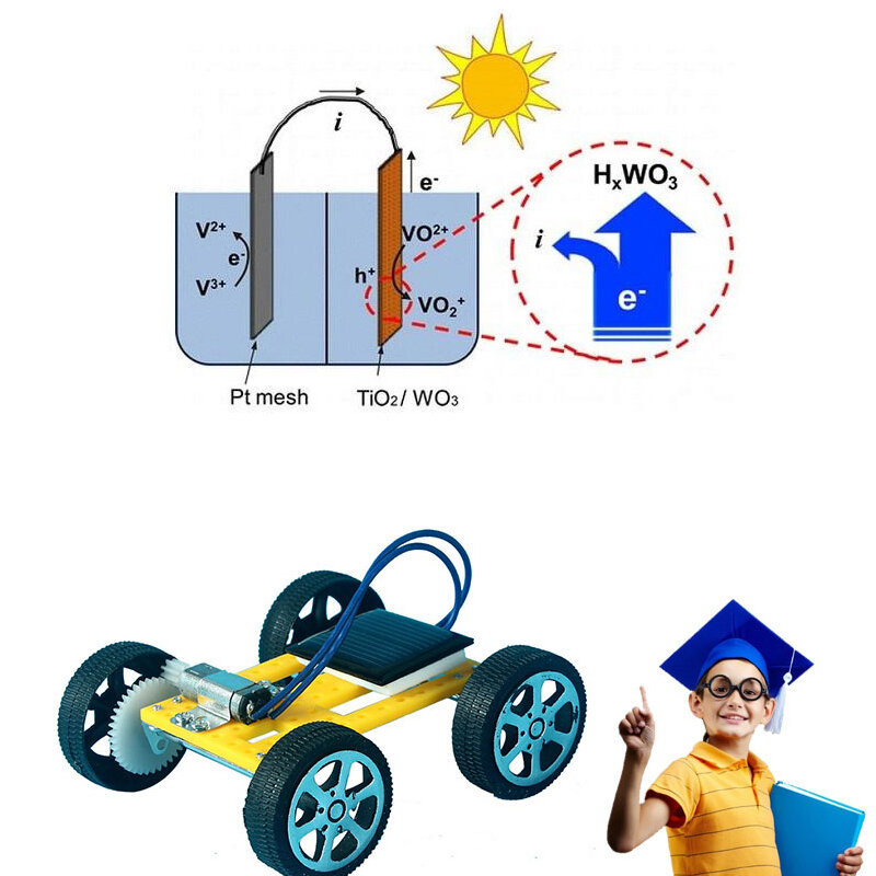 Div sistema solar carro de brinquedo elétrico kit ciência design experimentos carro para crianças criança acessórios educativos físicos