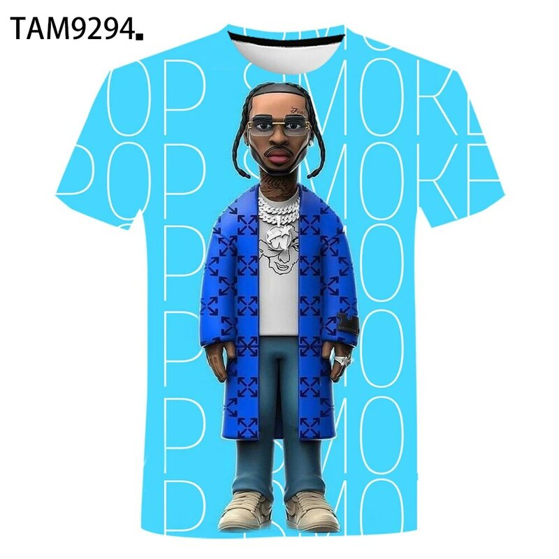 POP SMOKE – T-Shirt col rond pour jeunes hommes, impression 3D, personnalité, tendance, tendance, nouvelle collection 2021