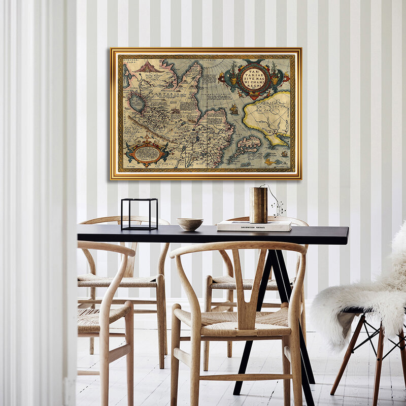빈티지 맵 스프레이 캔버스 페인팅 장식 벽 아트 포스터 및 프린트, 거실 홈 데코, 59*42cm