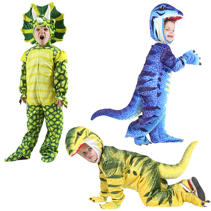 Kind Kostuum Jongens Meisjes Anime T-Rex Dinosaurus Kostuum Cosplay Jumpsuit Pak Purim Halloween Christmas Party Kostuums Voor Kids