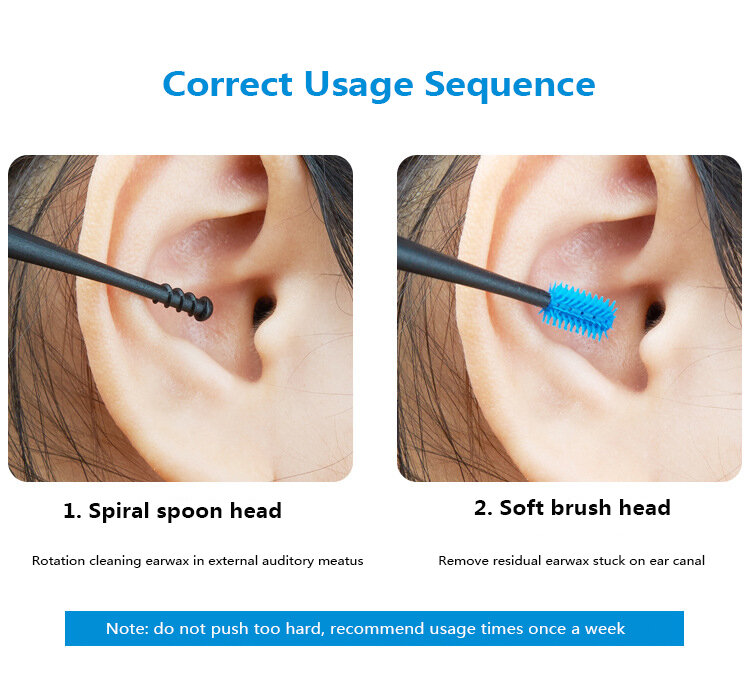 Palheta de orelha de silicone macio, ferramenta espiral para limpeza de ouvidos, removedor fofo de cera de ouvido, 1 peça